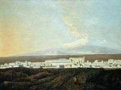 A View of Catania with Mount Etna in the Distance