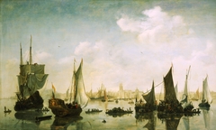 A View of the River Maas Before Rotterdam by Jan van de Cappelle