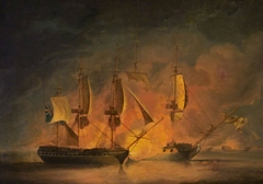 Action at sea: an English and a French frigate engaging by Robert Dodd