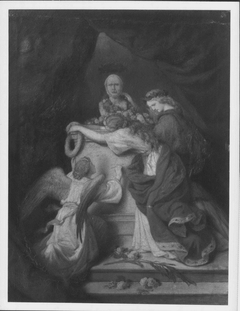 An Angel and two Girls Decorating a Bust of Prince Albert, Prince Consort by Johann Grund