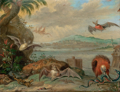 Ansichten aus den vier Weltteilen mit Szenen von Tieren: Cartagena (Kolumbien) by Ferdinand van Kessel