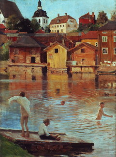 Boys Swimming in the Porvoonjoki River by Albert Edelfelt