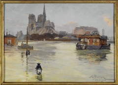 Cathédrale Notre-Dame, vue du quai de la Tournelle, 30 janvier 1910, inondations de 1910, 4ème et 5ème arrondissements by Albert Léopold Pierson