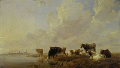 Cattle by a river by Thomas Sidney Cooper