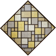 Composition with raster 5 - rhombus, composition with colors by Piet Mondrian