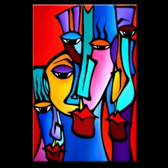 Crazy Loco - Original Abstract painting Modern pop Art Contemporary large colorful Faces by Fidostudio