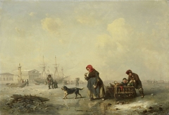 De Newa bij Sint Petersburg (Leningrad) in de winter by Theodor Hildebrandt