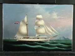 De schoenerbrik 'Blommendal' of 'Melvill van Carnbee', opnemingsvaartuig van de Indische Militaire Marine by anonymous painter