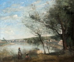 Distant View of Corbeil from behind the trees: Morning by Jean-Baptiste-Camille Corot