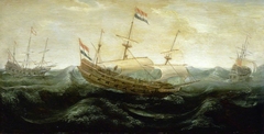 Dutch Ships in a Rough Sea by Abraham de Verwer