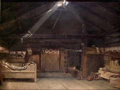 Farm Interior from Vikøy, Kvam in Hardanger by Adolph Tidemand