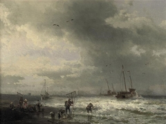 Fishermen on the Beach by Hermann Ottomar Herzog
