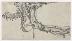 Fragment van een cartouche met een festoen by Pieter Jansz