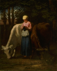 Girl with Cows by William Morris Hunt