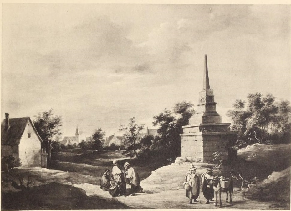 Gypsies near an obelisk