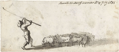 Herder drijft zijn schapen by Harmen ter Borch