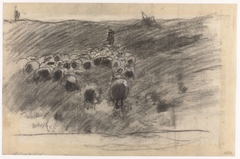 Herder met kudde schapen by Anton Mauve