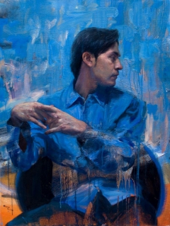 Hombre sobre fondo azul (Carlos) by Alejandro DeCinti