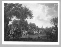 horse-racing in a village by Tethart Philipp Christian Haag