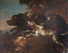 Hounds harassing a Wild Boar by manner of Frans Snyders