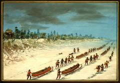 La Salle Crossing Lake Michigan on the Ice.  December 8, 1681 by George Catlin