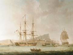 'La Sybil', a Man-of-War at Anchor off Gibraltar