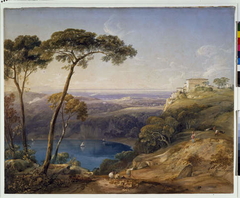 Lake Nemi with Pontine Marshes in the Background by Copley Fielding