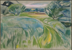 Landscape with Green Fields by Edvard Munch