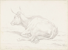 Liggende koe, naar links by Hendrik Voogd