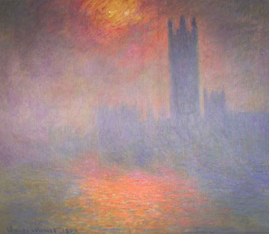 London, the Houses of Parliament, Sunlight Opening in Fog