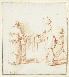 Marskramer met linten by Harmen ter Borch