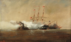 Merrimac Sinking the Cumberland by Alexander C Stuart