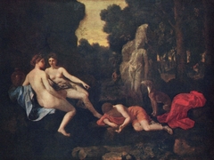 Narcissus with Two Nymphs and Echo by Nicolas Poussin