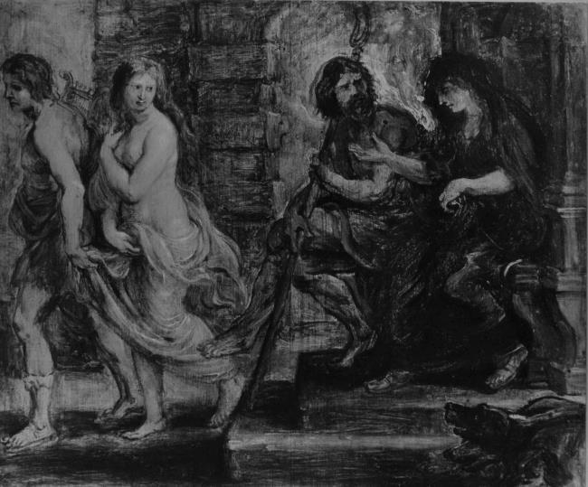 Orpheus leads Eurydice from Hades (Ovid, Metamorphoses, X, 1-39)