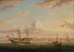 Paddle steamer Superb off Folkestone by William Adolphus Knell