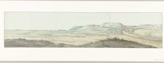 Panorama met twee heuvels en vlakte in omgeving van het oude Cannes by Louis Ducros