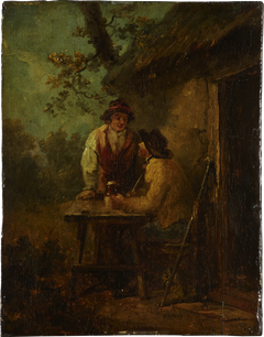 Peasants in front of a Hut by George Morland