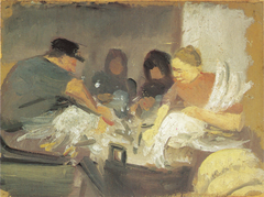 Plucking the Christmas Goose. Study. by Anna Ancher
