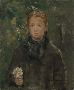 Portrait of a Girl with a Bunch of Flowers by Hans Heyerdahl