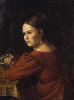 Portrait of a Young Woman in a Dark-Red Dress by Alexander Varnek