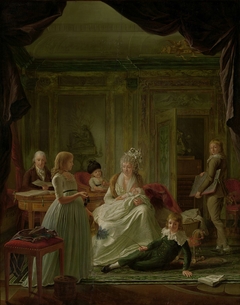 Portrait of Aernout van Beeftingh, his Wife Jacoba Maria Boon and their Children by Nicolaes Muys