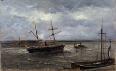 Quay in Antwerp, Louis Artan, 1873