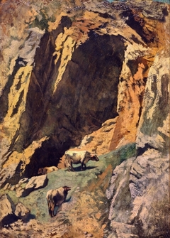Rock cleft with cows by Anselm Feuerbach