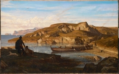 Rocky Bay South of Salerno with View of Capri by Alexandre-Gabriel Decamps