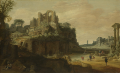 Roman landscape with the Palatine (left) and the parts of the Forum Romanum (right) by Pieter Anthonisz van Groenewegen