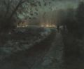 route de nuit, hiver / road at night, winter