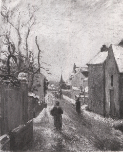 Rue de l'Hermitage, Pontoise, Effect of Snow by Camille Pissarro