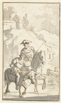 Sancho Panza wordt meegevoerd by Caspar Luyken