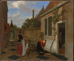 Scene in a Courtyard by Ludolf Leendertsz de Jongh