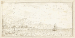 Schip voor een kust by Johan Teyler